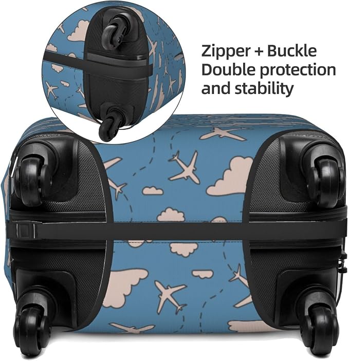 Airplane and Cloud Print Elastic Luggage Cover, Suitcase Protector - Image 4