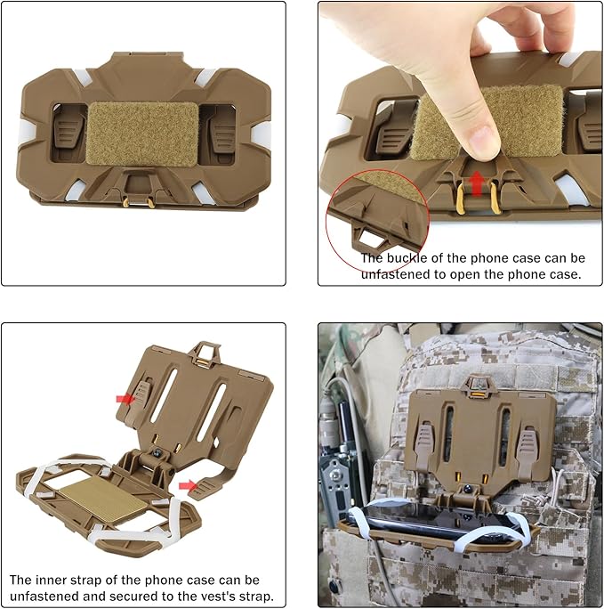 Phone Mount MOLLE Vest Plate Carrier Tactical Phone Holder, Quick Release Flip - Image 6