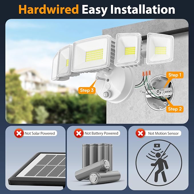 Onforu 120W 12000LM Dusk to Dawn Outdoor Lighting, 5 Heads Flood Lights Outdoor - Image 2