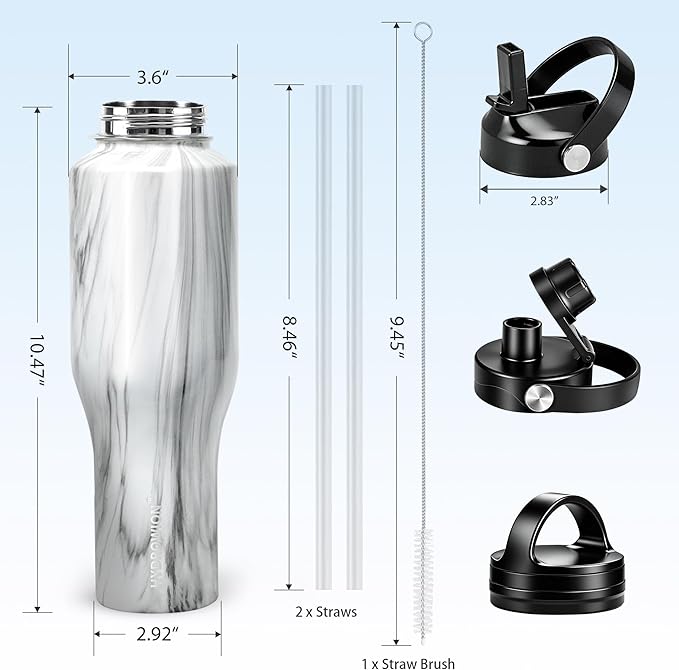 HYDROWION Water Bottle Stainless Steel, Vacuum Insulated Leak Proof Tumbler 32oz - Image 4