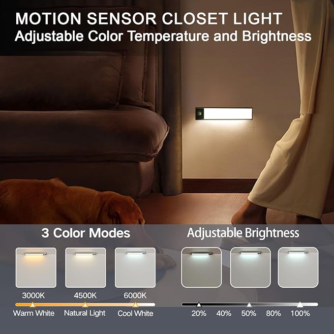 Under Cabinet Lighting, 4200mAh Motion Sensor Light Indoor, 3 Color Temp - Image 8