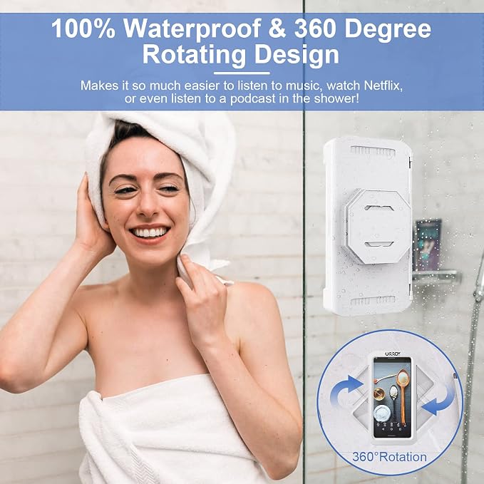 URROY Shower Phone Holder Waterproof, 360° Rotation Shower Phone Case, Anti-Fog - Image 2
