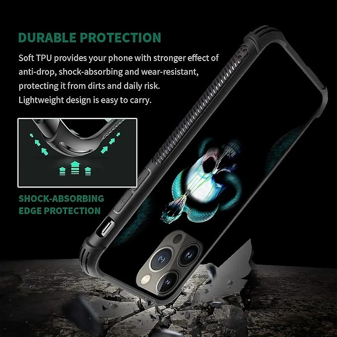 for iPhone 14 Pro Max Case, Skeleton Winding Snake Pattern Graphic Design Girl - Image 6