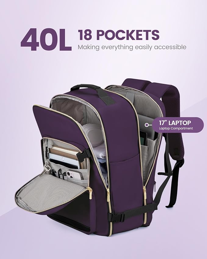 LOVEVOOK Travel Backpack for Women & Men 40L, Airline Approved Carry On - Image 3