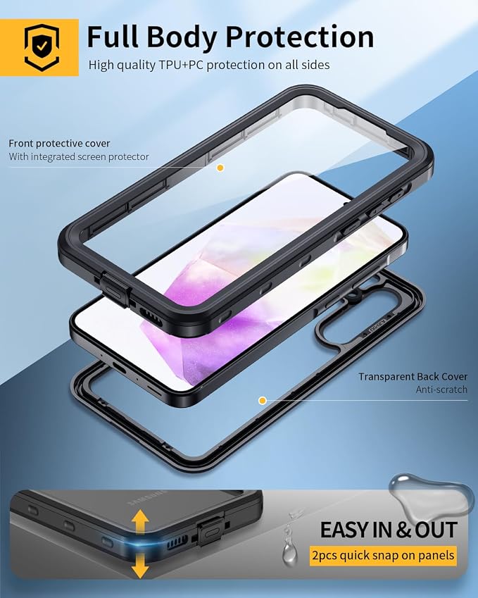 Lanhiem for Samsung Galaxy A35 5G Case, IP68 Waterproof Dustproof, Built-in - Image 3