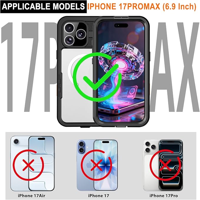 Waterproof Case for iPhone 17 Pro Max, IP68 Military Full-Body Armor, MagSafe - Image 2