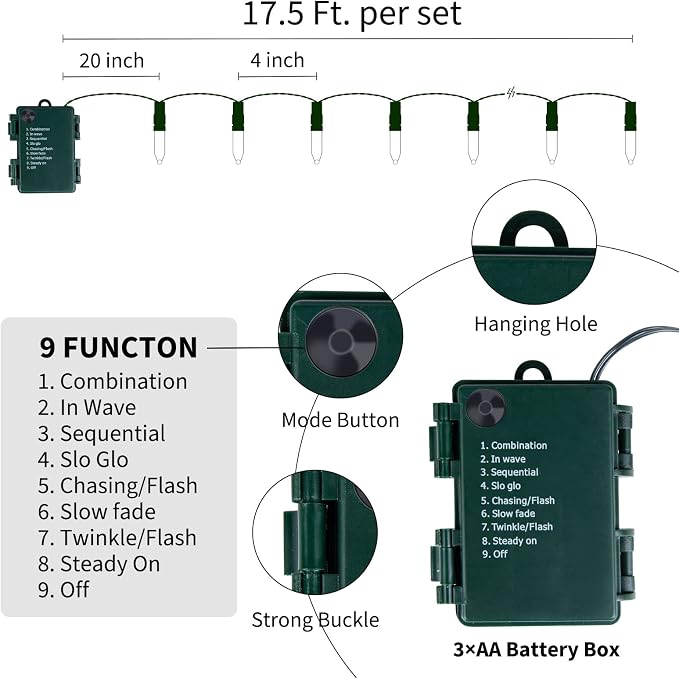Brightown Battery Operated Christmas Lights 4 Pack 18 Feet 50 LED Clear Mini - Image 6