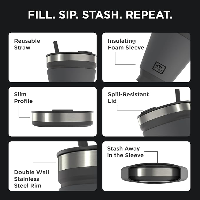 HYDAWAY 16oz Collapsible cup - Image 4