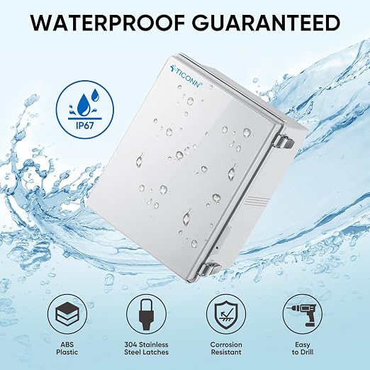 TICONN Outdoor Electrical Box Waterproof, Junction Box IP67 ABS Plastic - Image 2