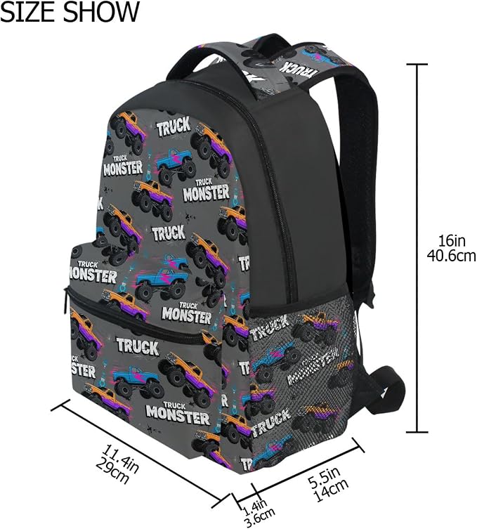 Wamika Monster Truck Boys Backpack Racing Cars School Backpacks Kid Girl - Image 2