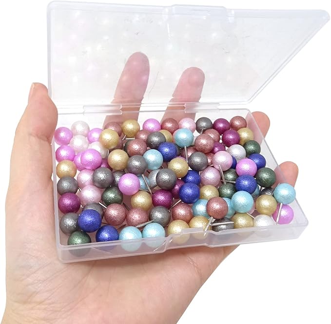 Honbay 100PCS Multi-Color Pearl Push Pins Plastic Round Head Thumb Tacks - Image 6