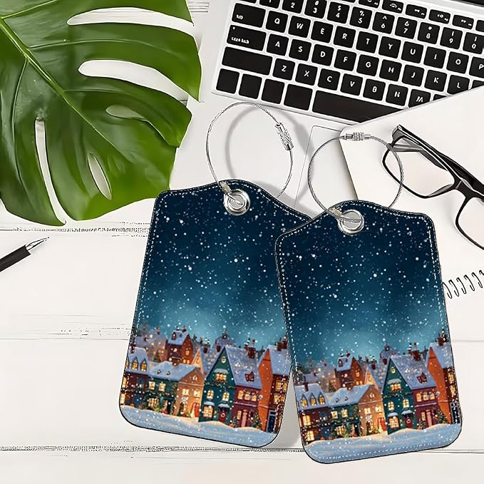 2Pcs Winter Village Luggage Tags - Image 5