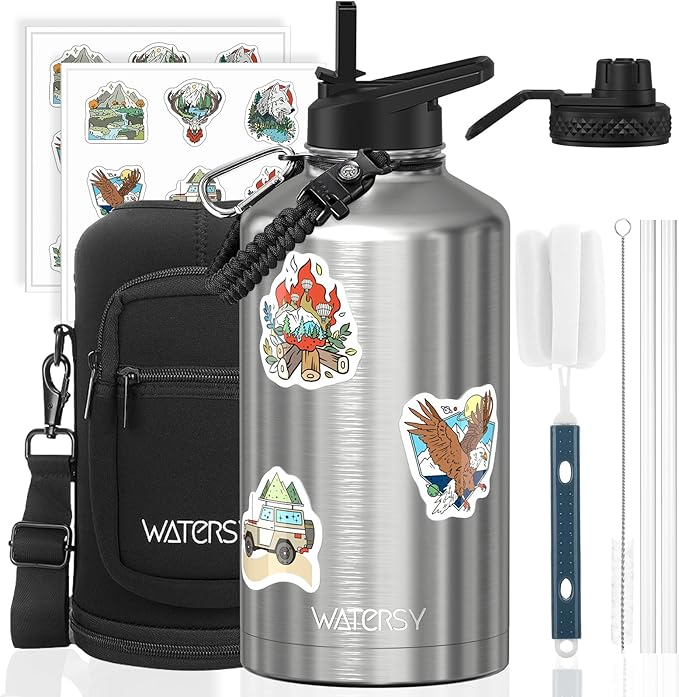 87oz Insulated Water Bottle, BPA Free&Leak Proof, 1.5 Gallon Stainless Steel by Watersy