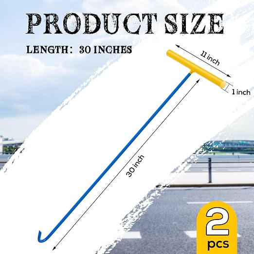 Barydat 2 Pcs Heavy Duty Manhole Cover Hook 30 Inch Handy Hook Lifting Tool - Image 2