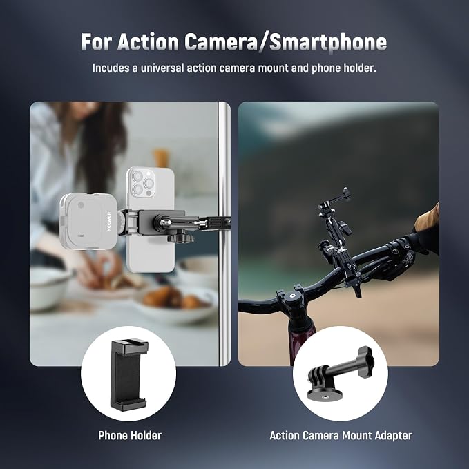 NEEWER Super Clamp with 3" Dual Ballhead Magic Arm, Ball Head Adapter, Cold Shoe - Image 4