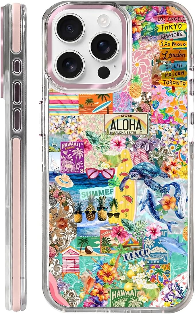 Case for iPhone 14 Pro, Hawaii Aloha Cover Coastal Beach Collage Phone Case by Toulas