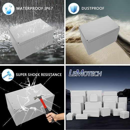 LeMotech IP67 Waterproof Junction Box ABS Plastic Project Box Dustproof - Image 8