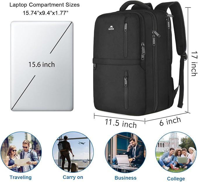 MATEIN Travel Laptop Backpack, Flight Approved Carry on Backpack Shoe - Image 9
