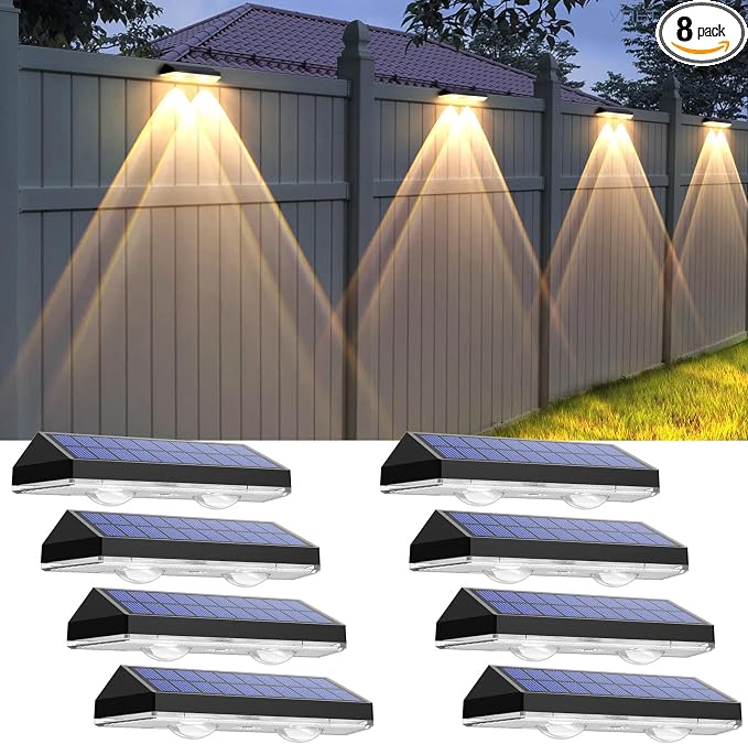 Solar Fence Lights Outdoor by LIANGLOME