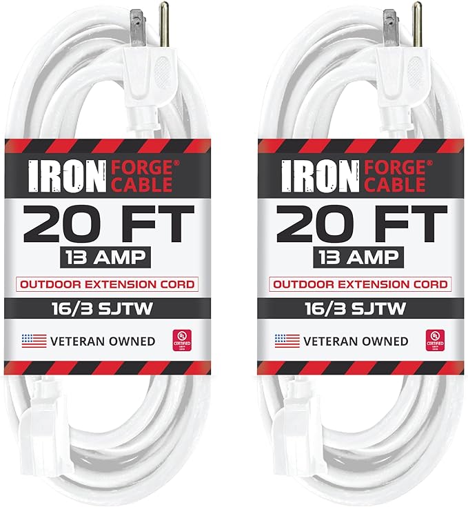 Iron Forge Cable 2 Pack Weatherproof 20 Ft Outdoor Extension Cord by IronForgeCable