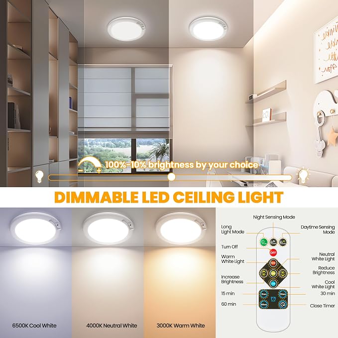SunRider 2-Pack Rechargeable Motion Sensor LED Ceiling Light - Image 5