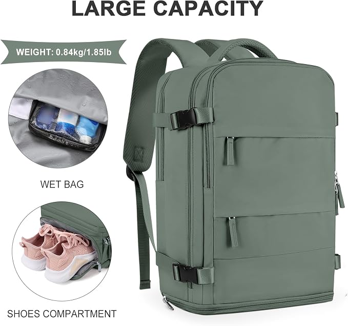 coowoz Large Travel Backpack For Women Men, Carry On Backpack Flight Approved - Image 4