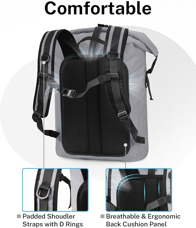 Gonex Ultralight Waterproof TPU Backpack, 35L Roll Top Dry Bag - Image 4