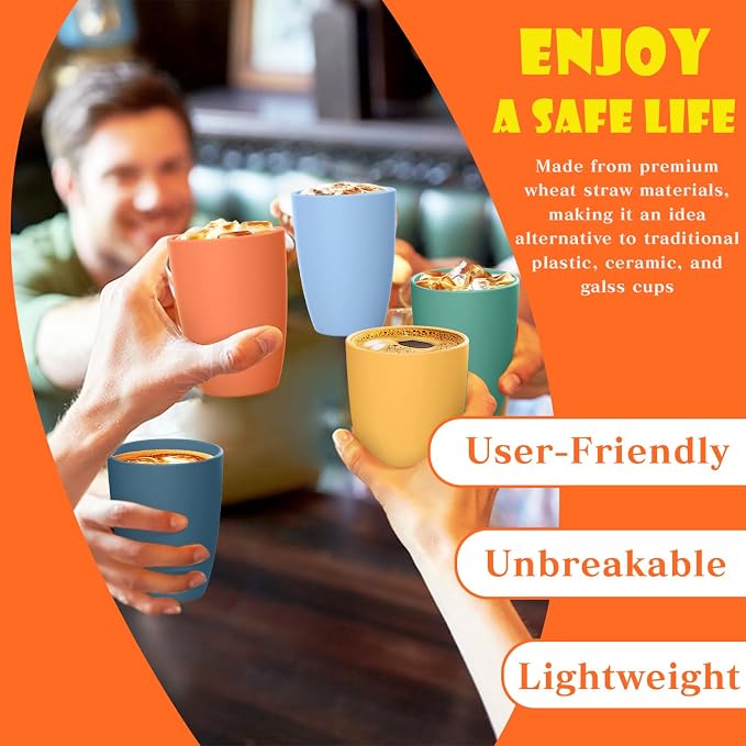 Homienly Water Cups Wheat Straw Drinking Glasses Cups 12oz Unbreakable Cups - Image 5