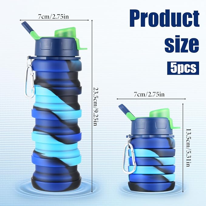 5 Pcs Collapsible Water Bottles, 16 oz Portable Foldable Water Bottle - Image 2