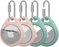 AirTag Holder with 304 Carabiner, 4 Pack IPX8 Waterproof Shockproof PC Hard Case by HOME