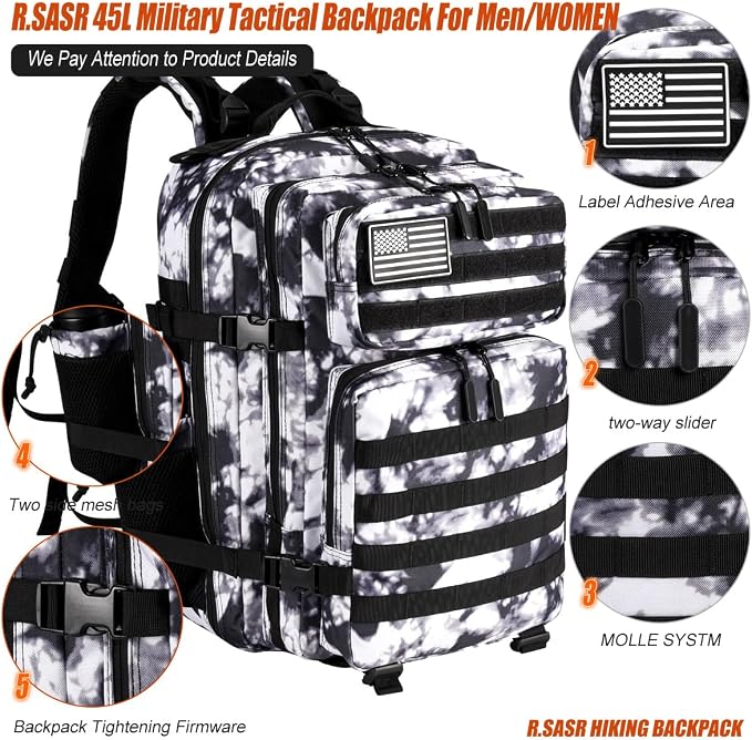 45L Tactical Backpack for Men Women, Military Assault Pack - Image 4