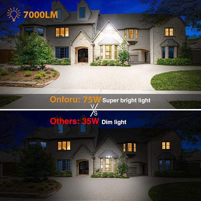 Onforu 3 Packs 75W Flood Lights Outdoor, 7000LM Brightness Security Lights - Image 4