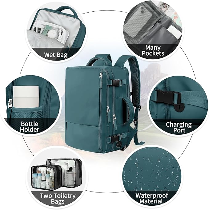 Hanples Personal Item Backpack, Travel Backpack - Image 5