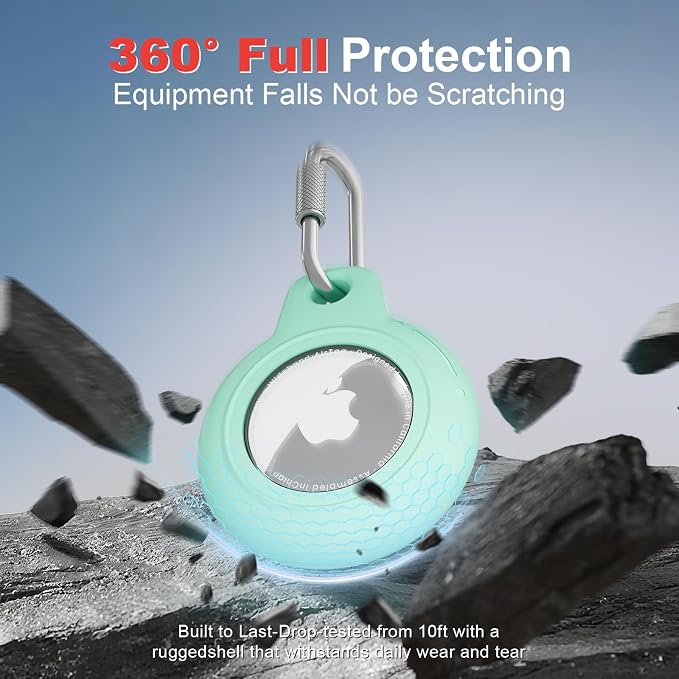 AirTag Holder with 304 Carabiner, 4 Pack IPX8 Waterproof Shockproof PC Hard Case - Image 4