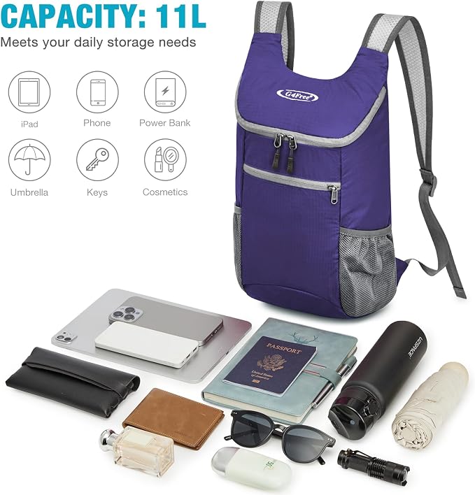 G4Free 11L Ultra Lightweight Backpack Small Foldable Rucksack Unisex Hiking Bag - Image 7