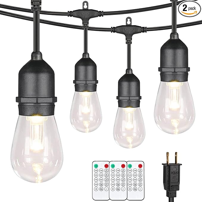 Mlambert 96Ft 3-Color in 1 48Ft LED Dimmable Outdoor String Lights by Mlambert