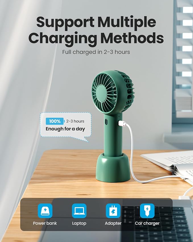 Gaiatop Mini Portable Fan, Cute Design, Rechargeable Battery, Handheld and - Image 6