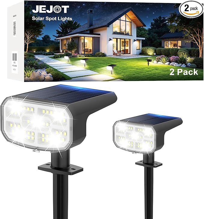 Solar Lights Outdoor Waterproof IP65, Super Bright LED, Cool Light 2 Lighting by JEJOT