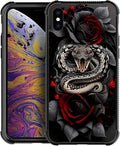 for iPhone Xs Max Case, Entwined Rose Snake Pattern Graphic Design Girl Boy by FKBRCL4U