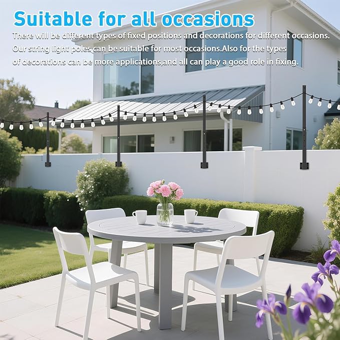 NUERPO 8 Pack String Light Poles, 2.8Ft Metal Poles - Image 4