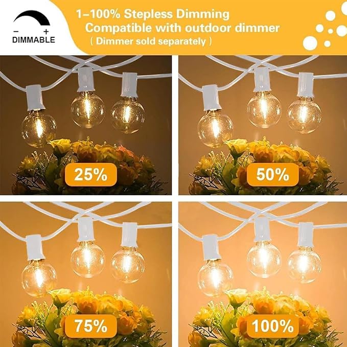 SUNTHIN White Outdoor String Lights, 48FT White Patio Lights - Image 5