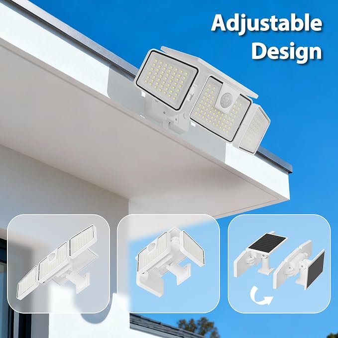 INCX Solar Lights Outdoor with Motion Sensor, 3 Heads Security Lights Solar - Image 3