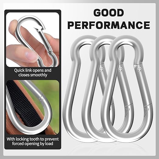 Carabiner, Heavy Duty Galvanized Steel Spring Snap Hook Carabiner Clips - Image 5