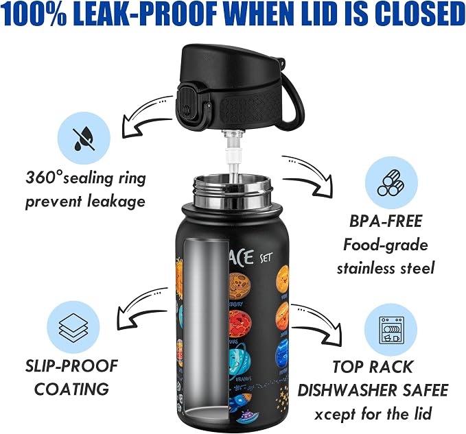 OLDLEY 12oz Kids Water Bottle, Stainless Steel Insulated Water Bottle - Image 3