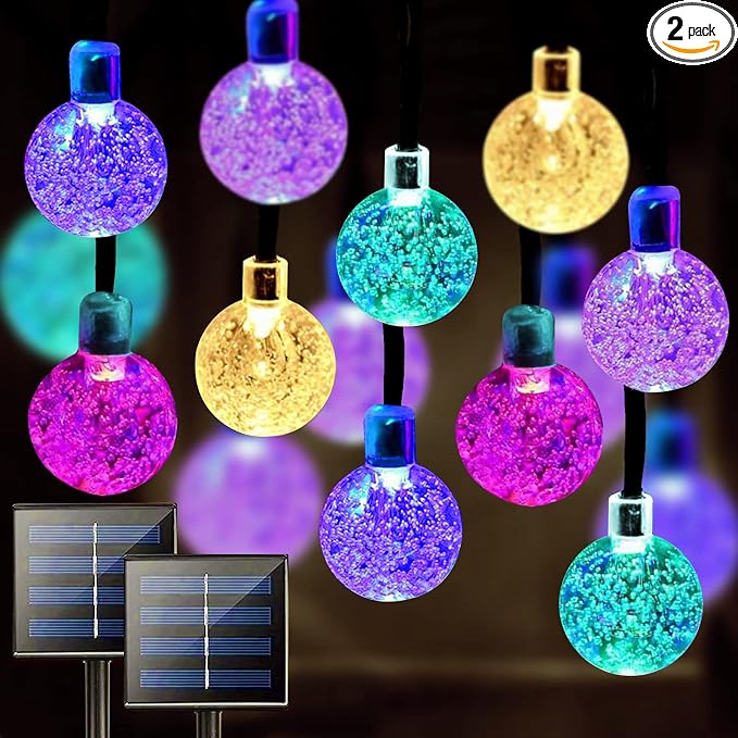 Jedavai Solar String Lights Outdoor 2 Pack 200 Led 80FT Multi-Color Crystal by LightUpYourLife