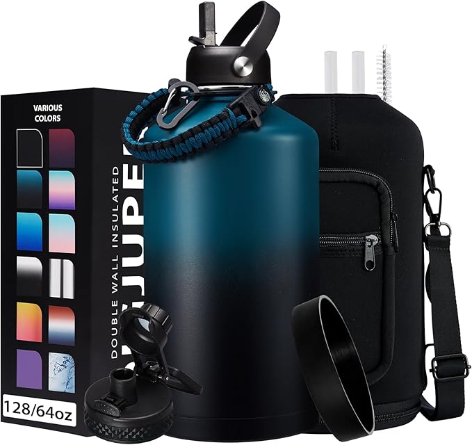 1 Gallon Water Bottle Stainless Steel - 128oz Insulated Flask Water Bottle by DIGJUPER