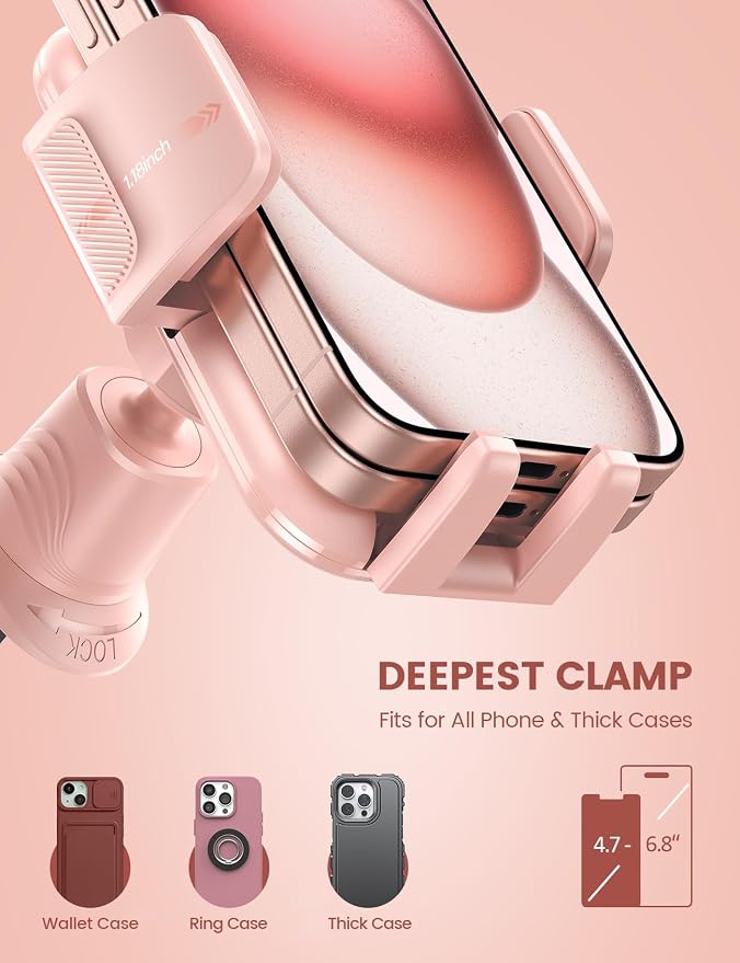 Lamicall 2026 Wider Clamp & Metal Hook Car Phone Holder Vent Phone Holders - Image 2