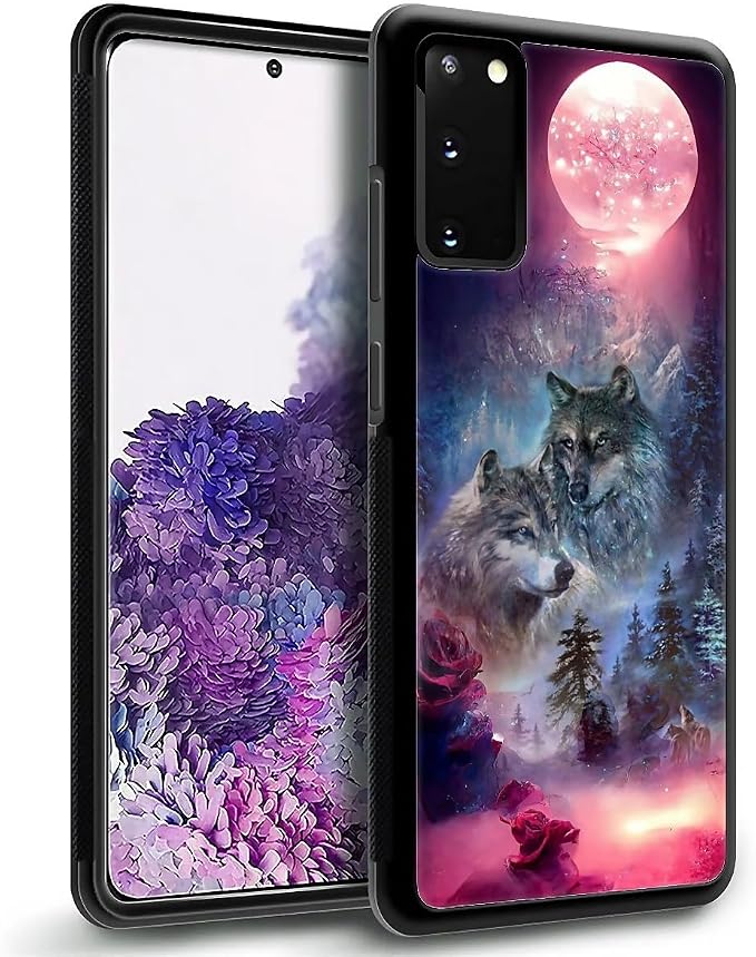 for Samsung Galaxy S20 Case, Star Two Wolfs Howling Pattern Graphic Design Girl - Image 5