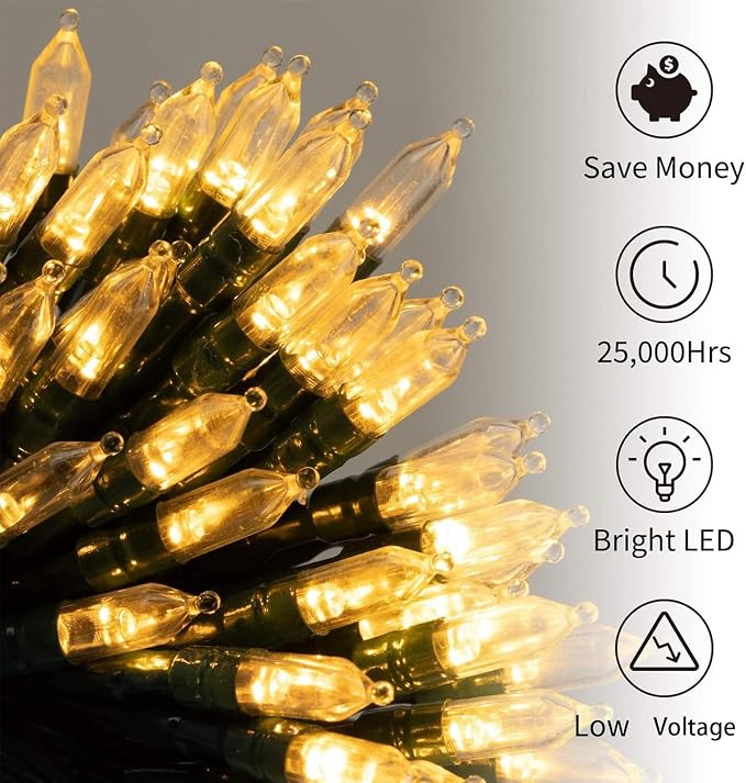 Brightown Battery Operated Christmas Lights 2 Pack 18 Feet 50 LED Clear Mini - Image 2