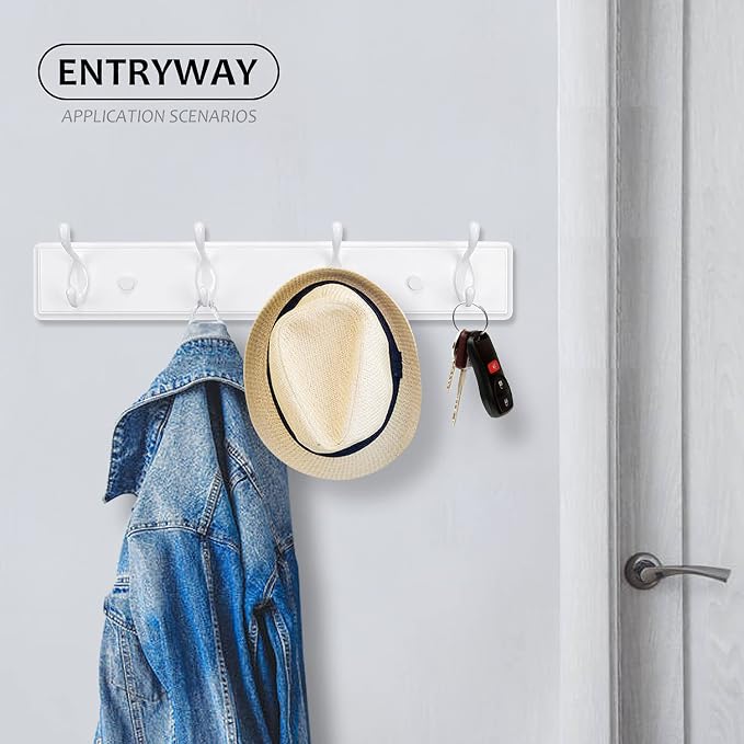 Badiano Wooden Coat Rack, Wall-Mounted Organizer - Image 3